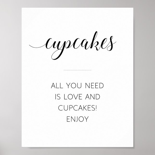 All You Need Is Love And Cupcakes Wedding Sign (Front)