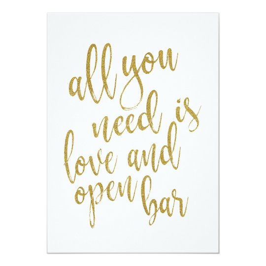 All you need is love and open bar affordable sign card