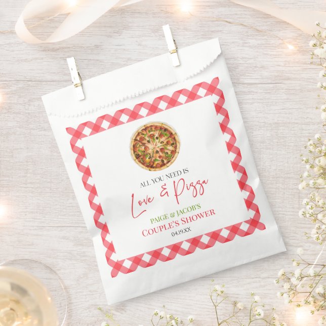 All You Need Is Love and Pizza Couples Shower Favour Bag (Clipped)