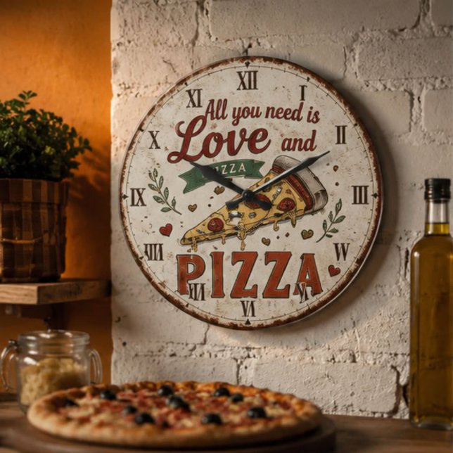 All You Need Is Love and Pizza Large Clock (Creator Uploaded)