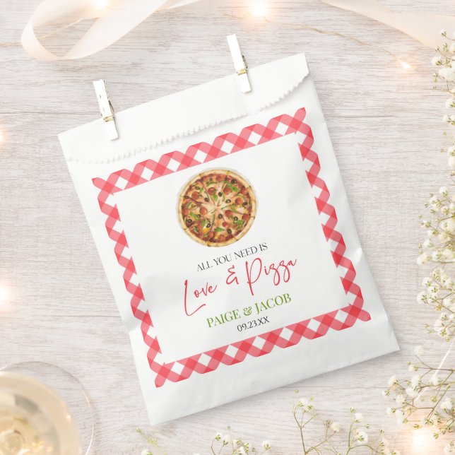 All You Need Is Love and Pizza Rehearsal Dinner Favour Bag (Clipped)