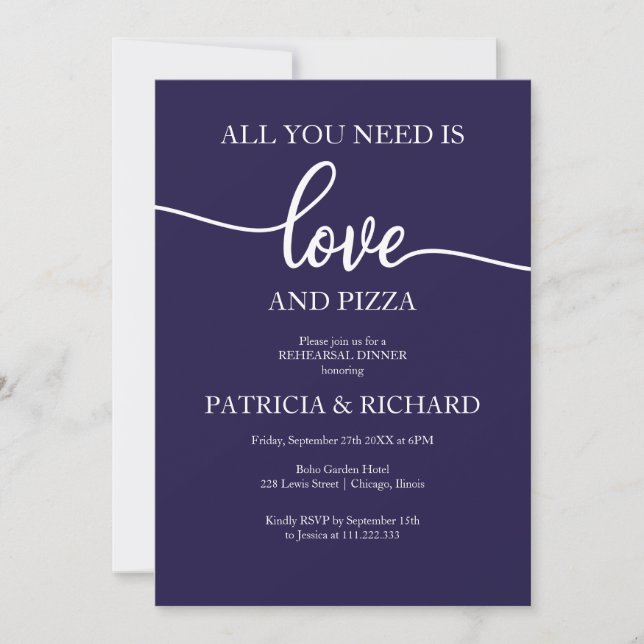 All You Need Is Love And Pizza Rehearsal Dinner Invitation (Front)