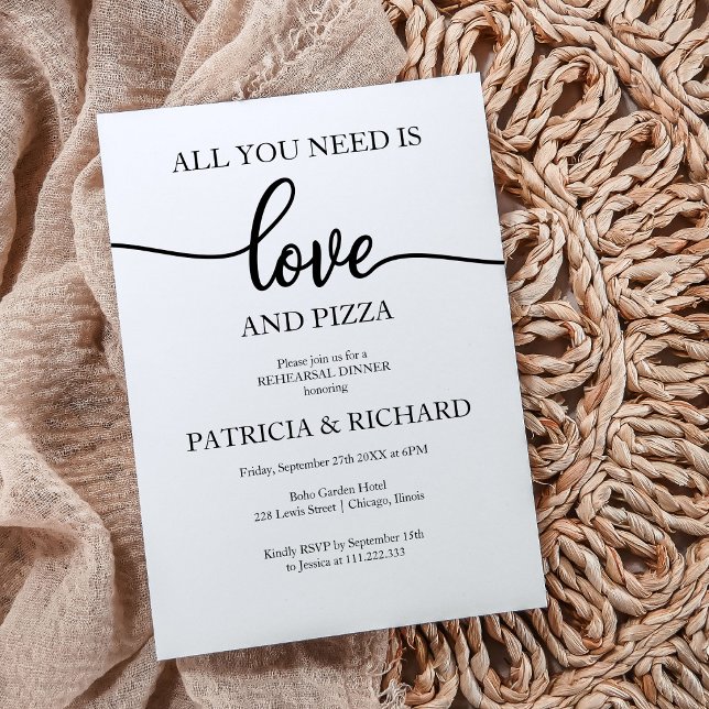 All You Need Is Love And Pizza Rehearsal Dinner Invitation (Creator Uploaded)