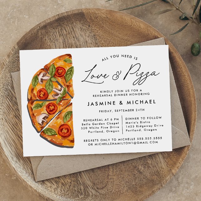 All You Need is Love and Pizza Rehearsal Dinner Invitation (Creator Uploaded)