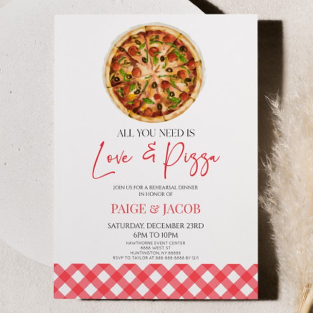 All You Need Is Love and Pizza Rehearsal Dinner Invitation (Creator Uploaded)