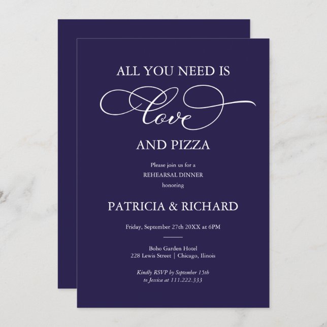 All You Need Is Love And Pizza Rehearsal Dinner Invitation (Front/Back)