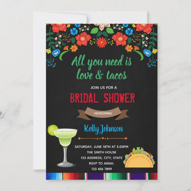 All You Need is Love and Tacos invitation (Front)