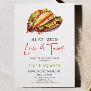 All You Need Is Love and Tacos Rehearsal Dinner Invitation
