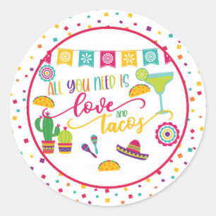 All You Need is Love and Tacos Round Sticker - Wh