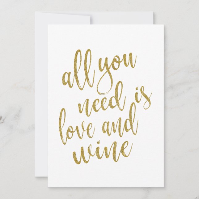 All you need is love and wine affordable sign invitation (Front)