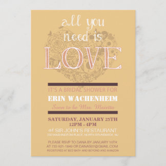 All You Need Is Love Bridal Shower Invitation