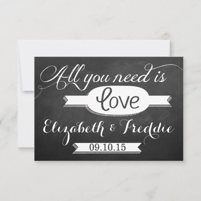 All You Need Is Love Chalkboard Wedding Collection RSVP Card (Front)
