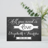All You Need Is Love Chalkboard Wedding Collection RSVP Card (Standing Front)