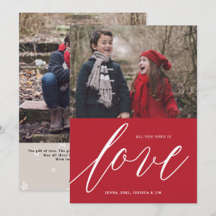 All you need is LOVE Christmas Holiday Photo Card