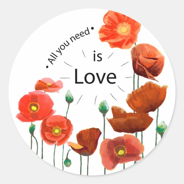 All you need is love classic round sticker (Front)