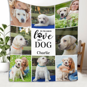 All You Need Is Love Dog Personalized 8 Pet Photo Fleece Blanket