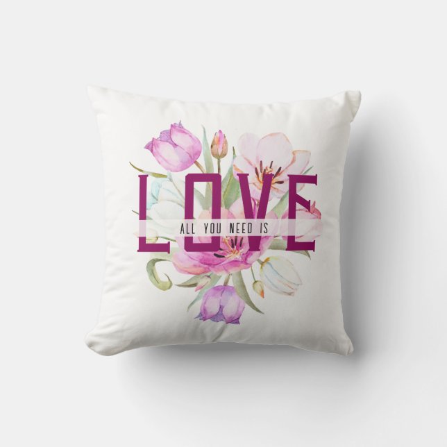 All You Need is Love Floral Classic Mug Throw Pill Pillow (Front)