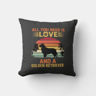 All You Need Is Love Golden Retriever Throw Pillow
