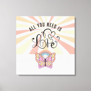 All You Need is Love Groovy Butterfly 24"x24" Canvas Print