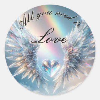 All You Need is Love Heart and Angel Wings Classic Round Sticker