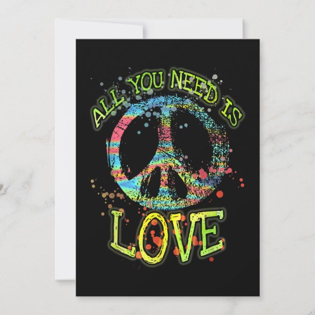 All You Need Is Love Hippie Invitation (Front)