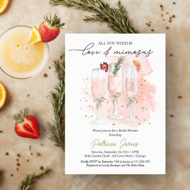 All You Need Is Love & Mimosas Bridal Shower Invitation (Creator Uploaded)