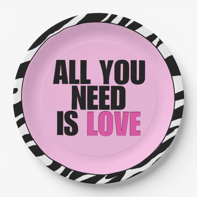 "ALL YOU NEED IS LOVE" PAPER PLATE (Front)