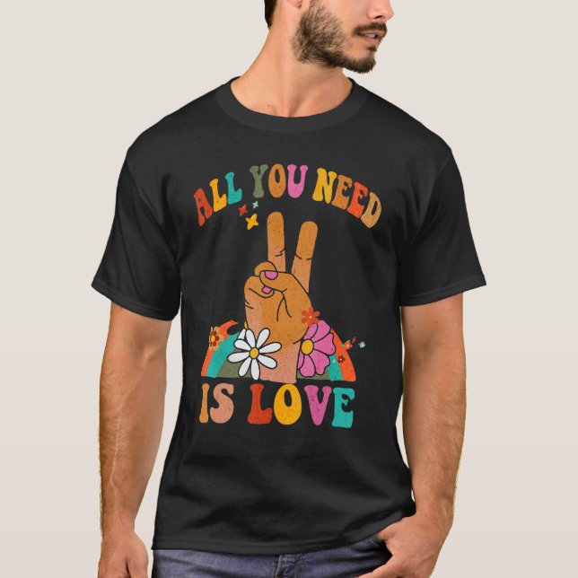 All You Need Is Love Peace Sign Tie Dye Hippy Retr T-Shirt (Front)