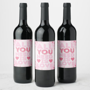 All You Need Is Love, Pink Hearts Wine Label Set