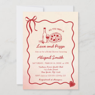 ALL YOU NEED IS LOVE & PIZZA BRIDAL SHOWER INVITATION