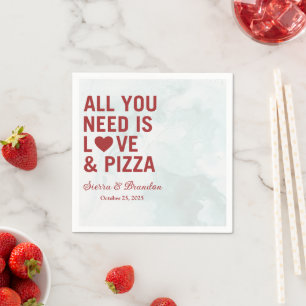 All you need is love & pizza Modern Wedding Napkin