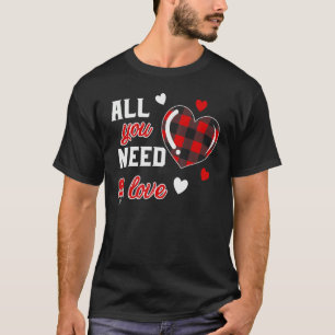 All You Need is Love Plaid Heart Valentine Day Boy T-Shirt