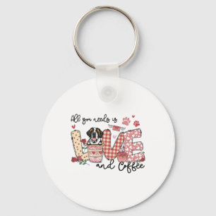 All You Need Is Love Saint Bernard And Coffee Vale Keychain