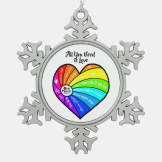 All You Need is Love Snowflake Pewter Christmas Ornament