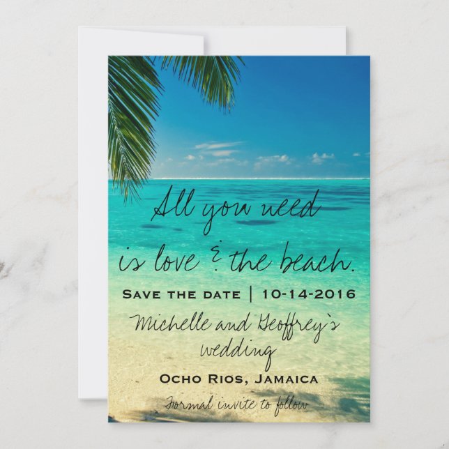 All You Need Is Love & The Beach Save the Date (Front)