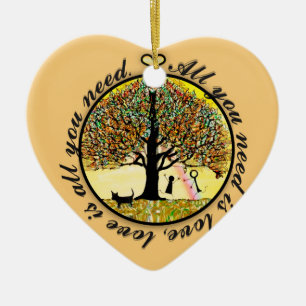 All you need is love tree of life ceramic ornament