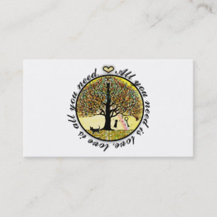 All you need is love tree of life with rainbow. business card