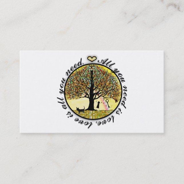 All you need is love tree of life with rainbow. business card (Front)