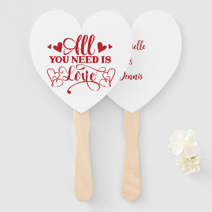 All You Need Is Love Typography Hand Fan