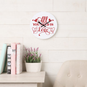 All You Need Is Love Typography Wall Clock