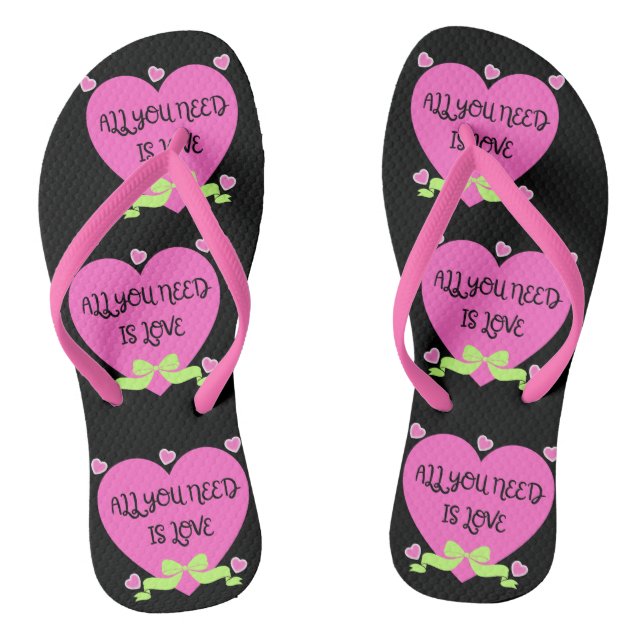 All You Need Is Love Valentine Design Flip Flops (Footbed)