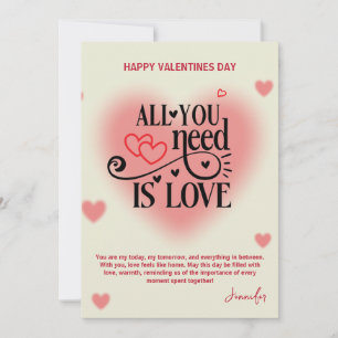 All You Need Is Love Valentines Day Heart  Holiday Card