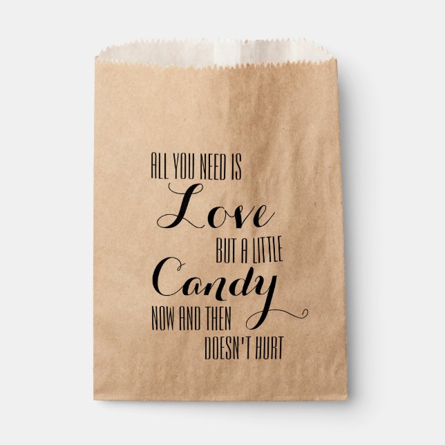All you need is love wedding candy buffet favour bag (Front)