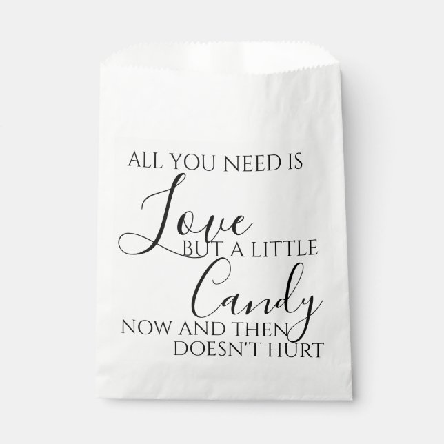 All you need is love wedding candy buffet favour f favour bag (Front)