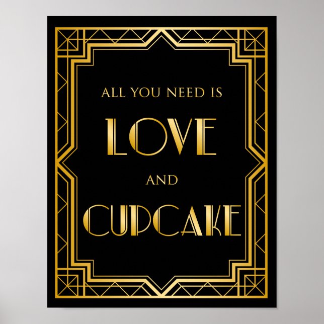 All You Need Is Love Wedding Sign | ArtDeco Gatsby (Front)