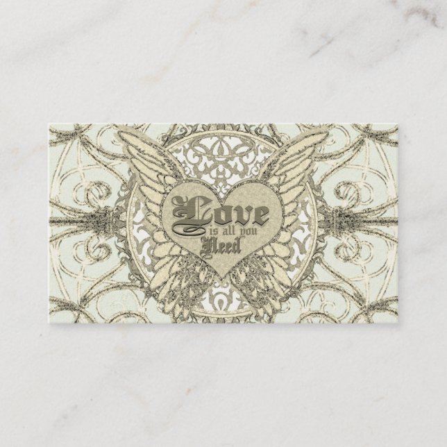 All You Need is Love with Angel Wings & Heart Business Card (Front)
