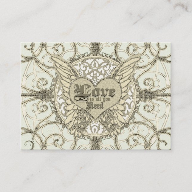 All You Need is Love with Angel Wings & Heart Business Card (Front)