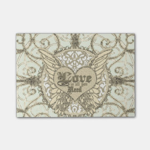 All You Need is Love with Angel Wings & Heart Post-it Notes
