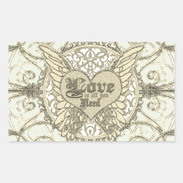 All You Need is Love with Angel Wings & Heart Sticker (Front)