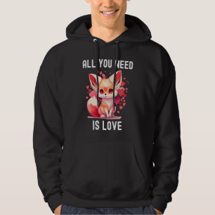 All you need is love with heart Kitsu Valentine's Hoodie